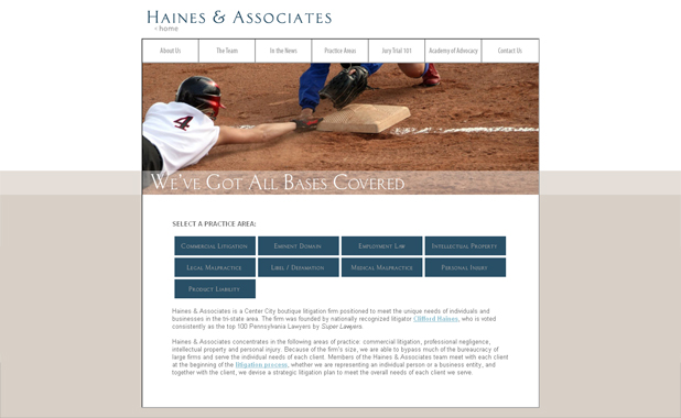 Haines Law website - Interior page
