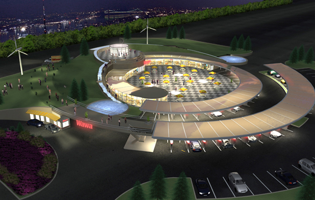3d architectural rendering - Futuristic Wawa