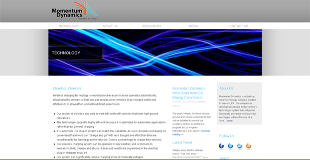 Momentum Dynamics website interior page
