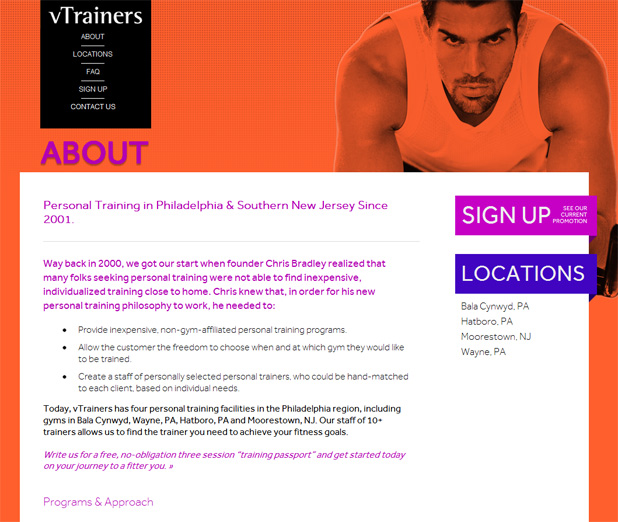 vTrainers Website Page