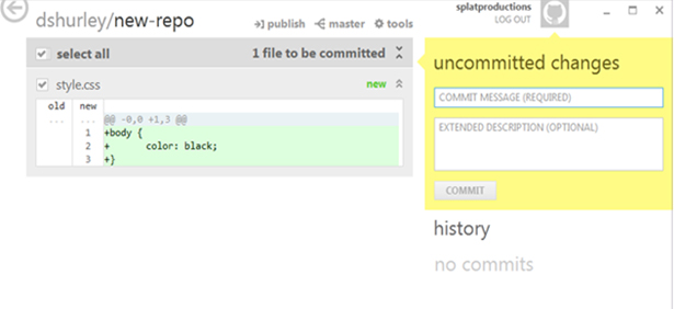 First Commit in GitHub Client