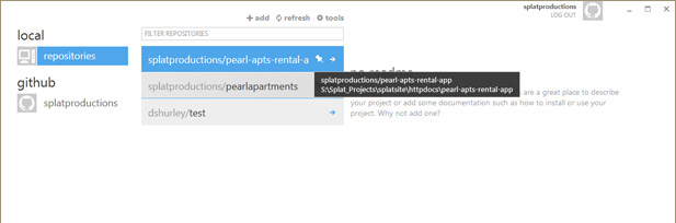 View of Git Repos from GitHub Client