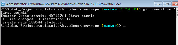 First Commit Using Git Shell