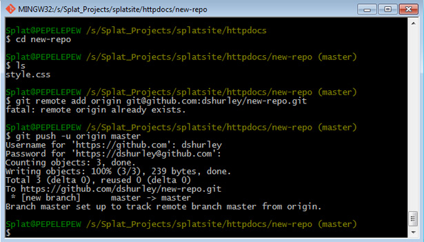 Push a Commit with the Git Bash Shell