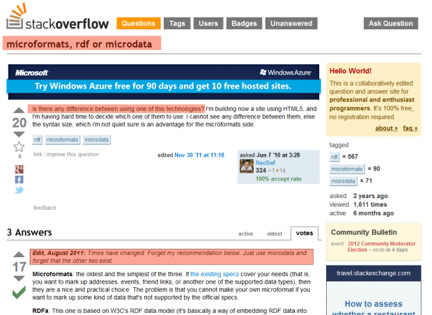 Stack Overflow Article on Microdata Stack Overflow Article on Microdata
