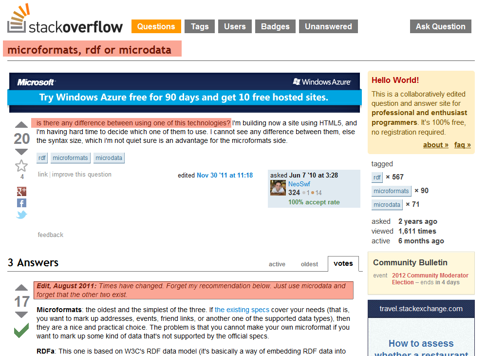 Stack Overflow Article on Microdata