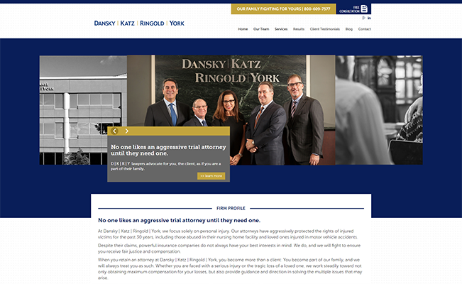 Legal website development for Dansky Katz Ringold York by Philadelphia marketing company Splat